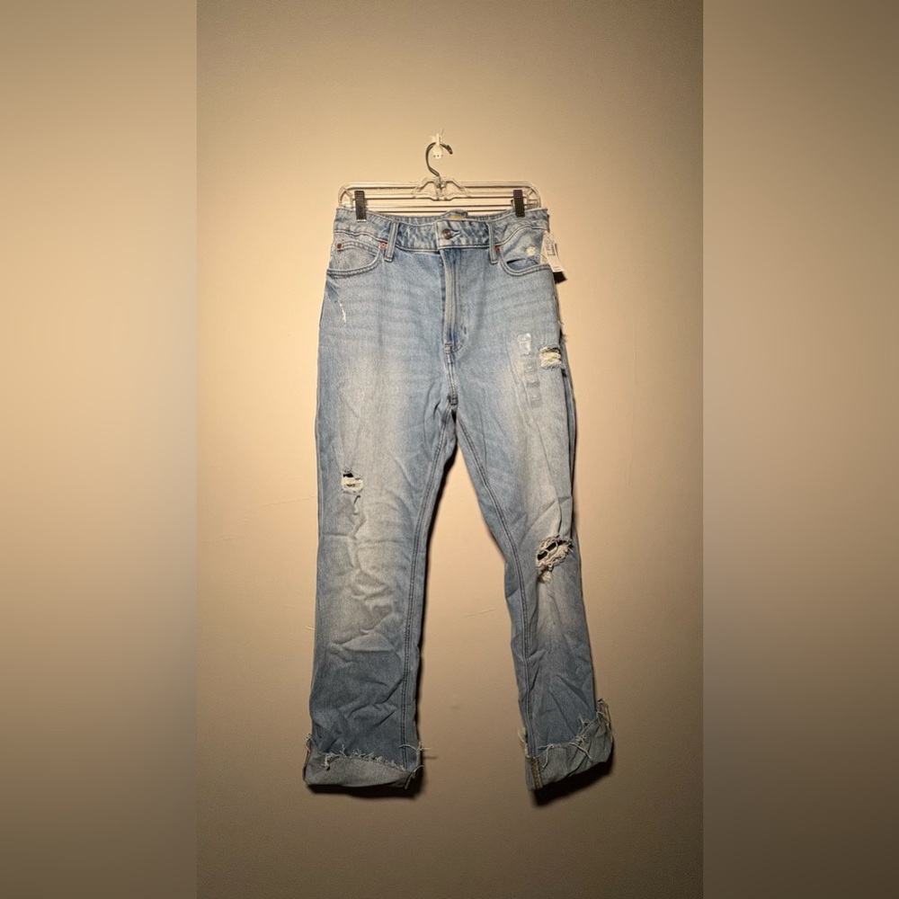 light-wash, straight-leg jeans by the brand Goldie Blues,